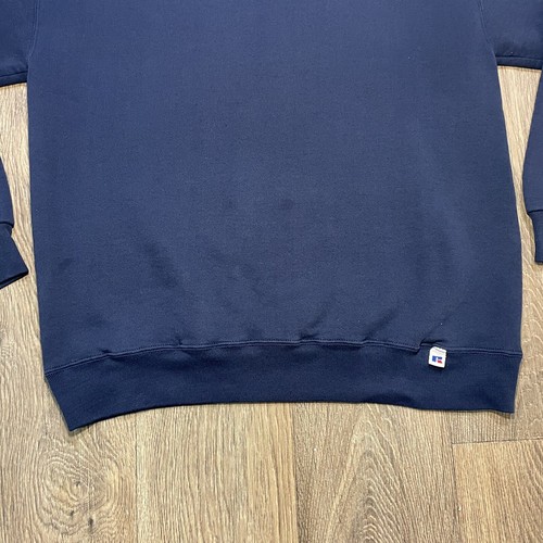 Sudadera atlética vintage años 90 Russell cuello redondo blanca azul marino para hombre LT EE. UU. - Imagen 3 de 8