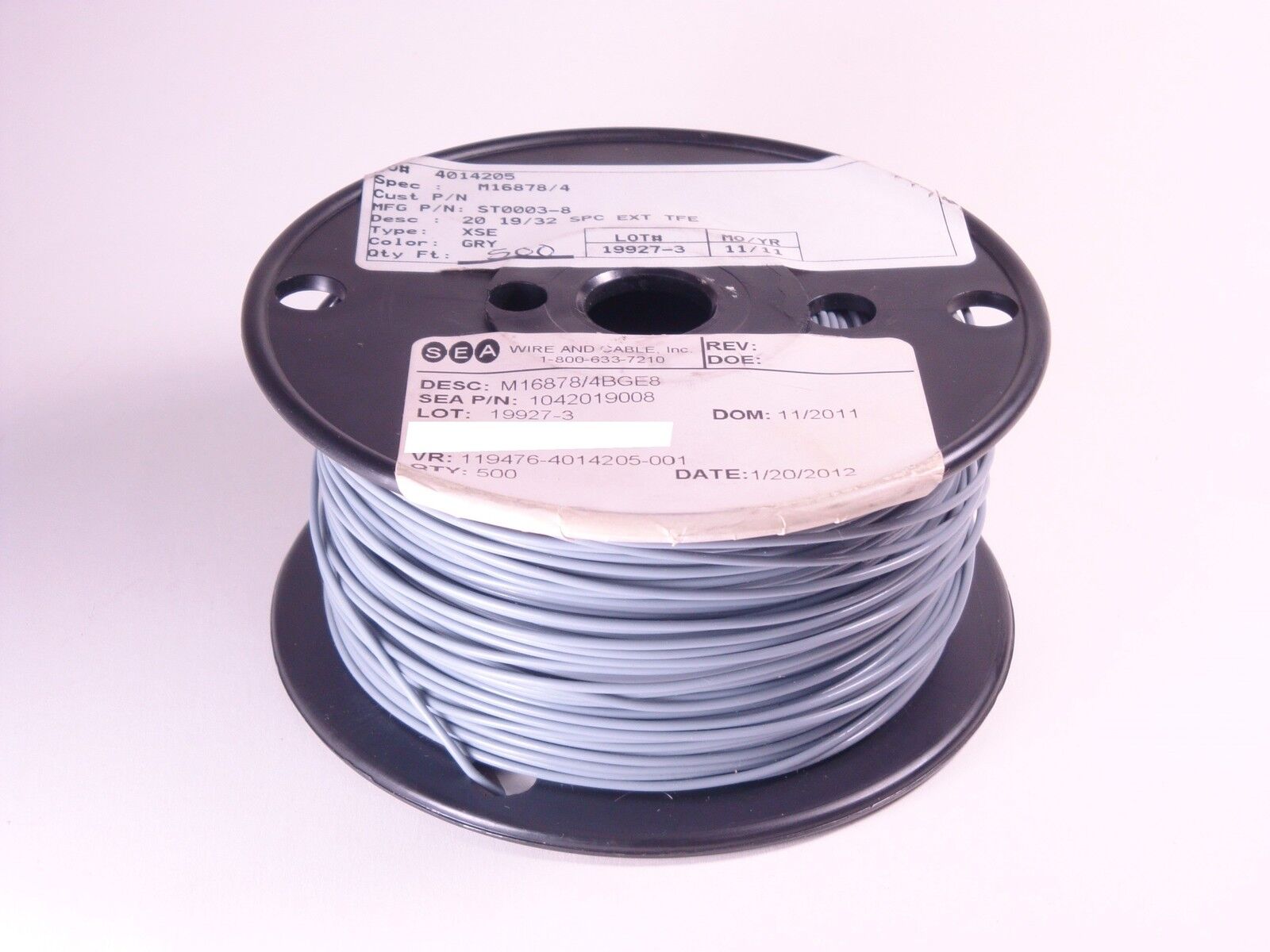 M16878/4BGE8 Harbour Extruded PTFE Hookup Wire 20 AWG 19 X 32 500' Gray Partial Tanio, tanio