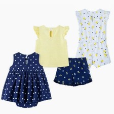 NWT Little Me 4-piece set 3 outfits Girl Infant Baby Shower Gift 3M Blue Yellow