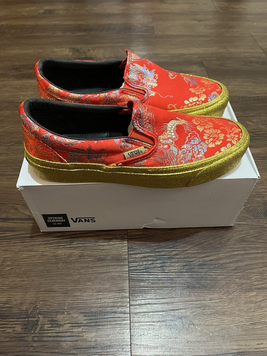 Vans Opening Ceremony OG Classic Slip-On Men Sz 5 Red Dragon Luck