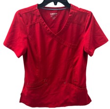Scrubstar Women's Ultimate Stretch Twill Criss Cross V-Neck Scrub Top Red XS