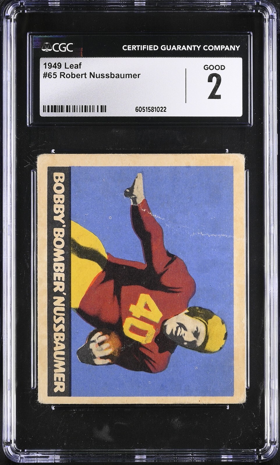 Robert Nussbaumer #65 Football Cards 1949 Leaf trading card — raw and PSA graded price guide