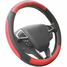Car Steering Wheel Cover Redblack Microfiber Leather Standard Size 15 Decor