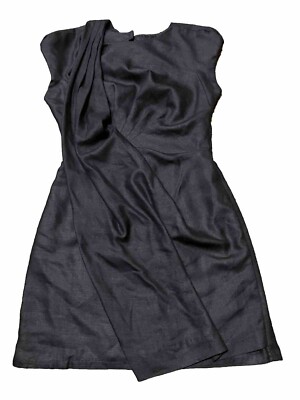BCBG MAX AZRIA Runway Black Drape Front Open Back Cap - Main Image