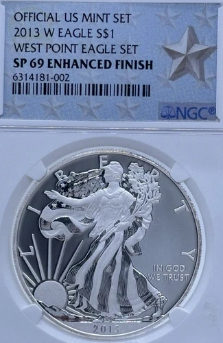 2013 W SILVER EAGLE NGC SP69 ENHANCED FINISH FROM THE WEST POINT EAGLE SET #2341