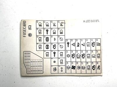 VW Golf Mk4 2.0 interior fuse box card diagram fusecard | eBay