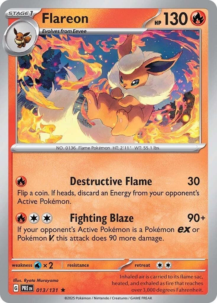 Flareon Pokémon TCG Individual Collectible Card Game Cards for