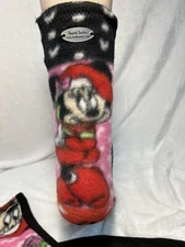Minne Mouse/ Black FLEECE SOCKS sole 8.25”, Wns./child Size 4.5