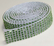 LIGHT PERIDOT Mesh Rhinestone Ribbon SS8 SELF ADHESIVE 2cm 6 Rows LIGHT GREEN