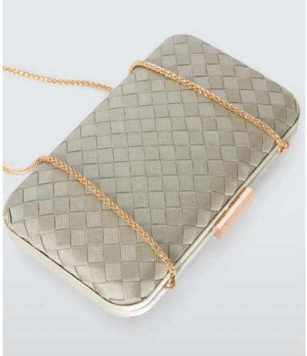 John Lewis Stella Grosgrain Chain Strap Clutch Bag Golden Taupe