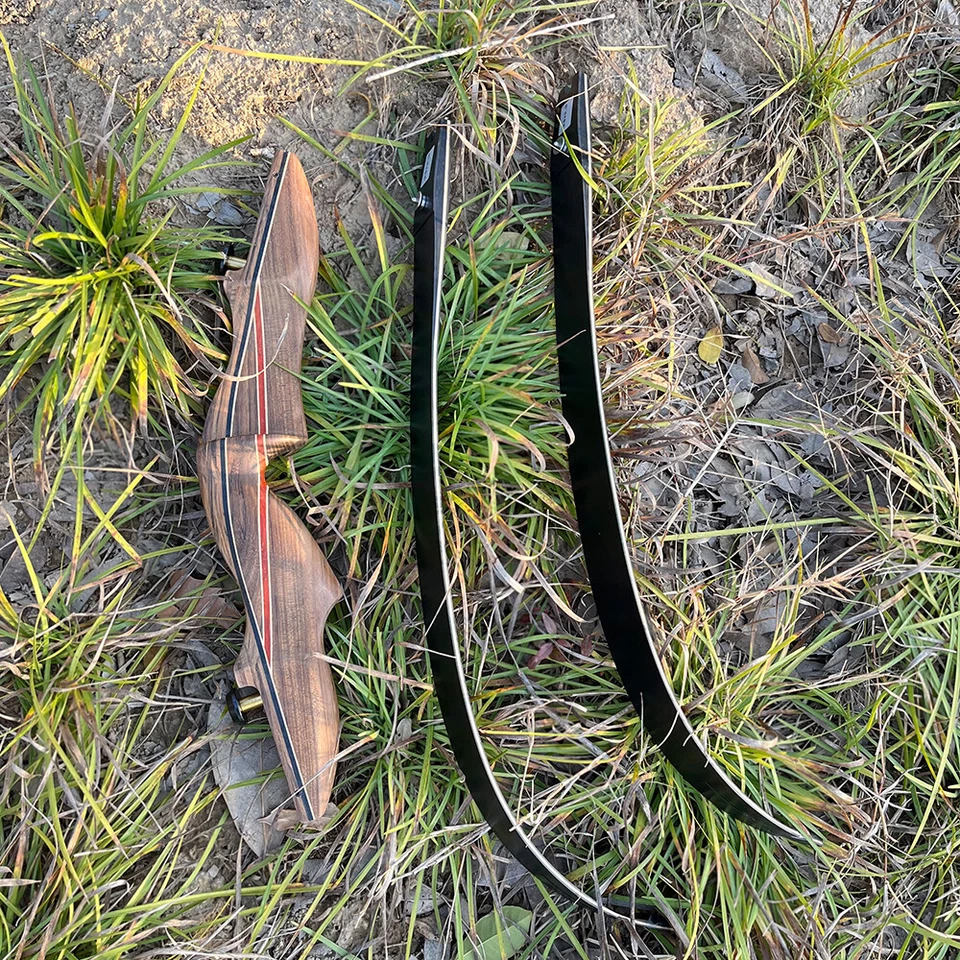 60" 30-60lbs Archery Recurve Bow Takedown 17" Wood Riser Shooting Hunting Target - Image 2 of 4