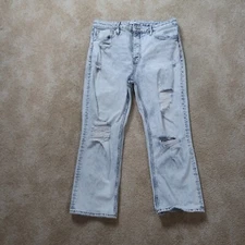 VIGOSS Stevie Straight Crop Jeans Women's 32 Blue Stretch Denim High Rise