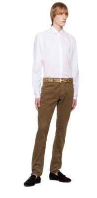 New Authentic Tom Ford Gold T Reversible Men Leather Belt Black Tan 34 85 $1250