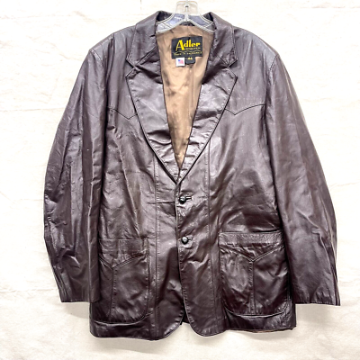 Vintage 70s 80s Adler Dark Brown Soft Leather Blazer Coat - Made