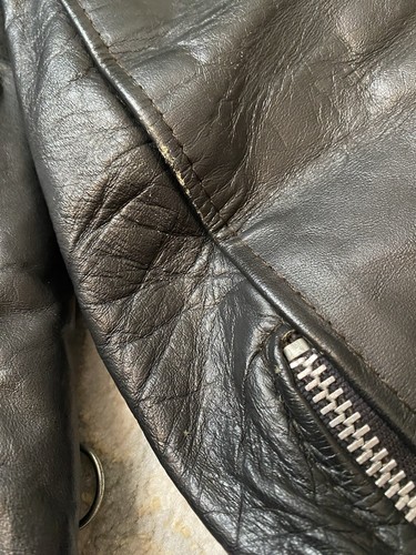 BROOKS Leather Sportswear Black Motorcycle Jacket Zip Out Liner USA Size 36 Vtg - Picture 20 of 22