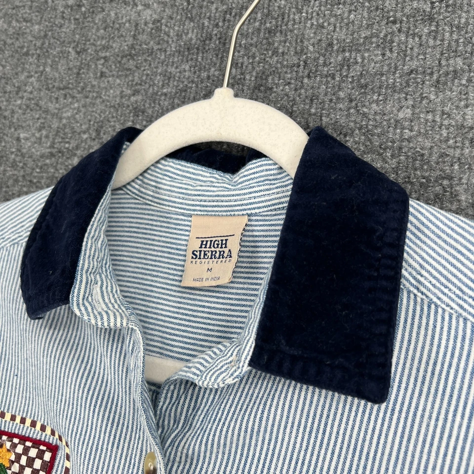Camisa Navidad Sierra Alta Vintage Mujer M Cuello Terciopelo Rayas Bordada Foto 4 de 4