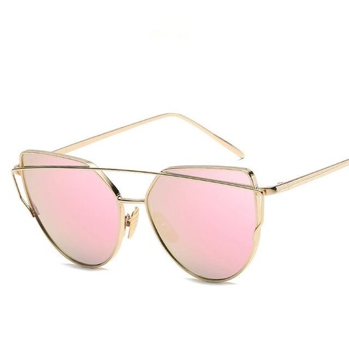 Large Cat Eye Twin-Beams Reflective Sunglasses UV400 - Picture 14 of 19