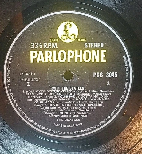 Beatles With The Beatles UK 1963 PCS 3045 -2/-2 Large Stereo , Jobete VG+ LP