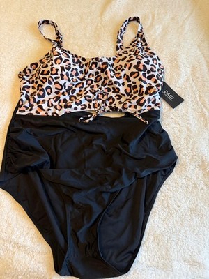 Daci One Piece Swimsuit Leopard/black Size 24W NEW WITH TAGS