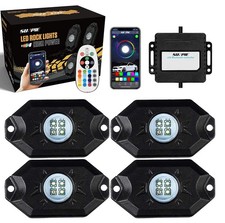 Sunpie 4 Pods Rgbw Rock Lights Aluminium Metal Underglow Light Kit App Rf Voice