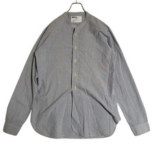 MARGARET HOWELL MHL. Stripe Band Collar Shirt Size L Japanese Casual