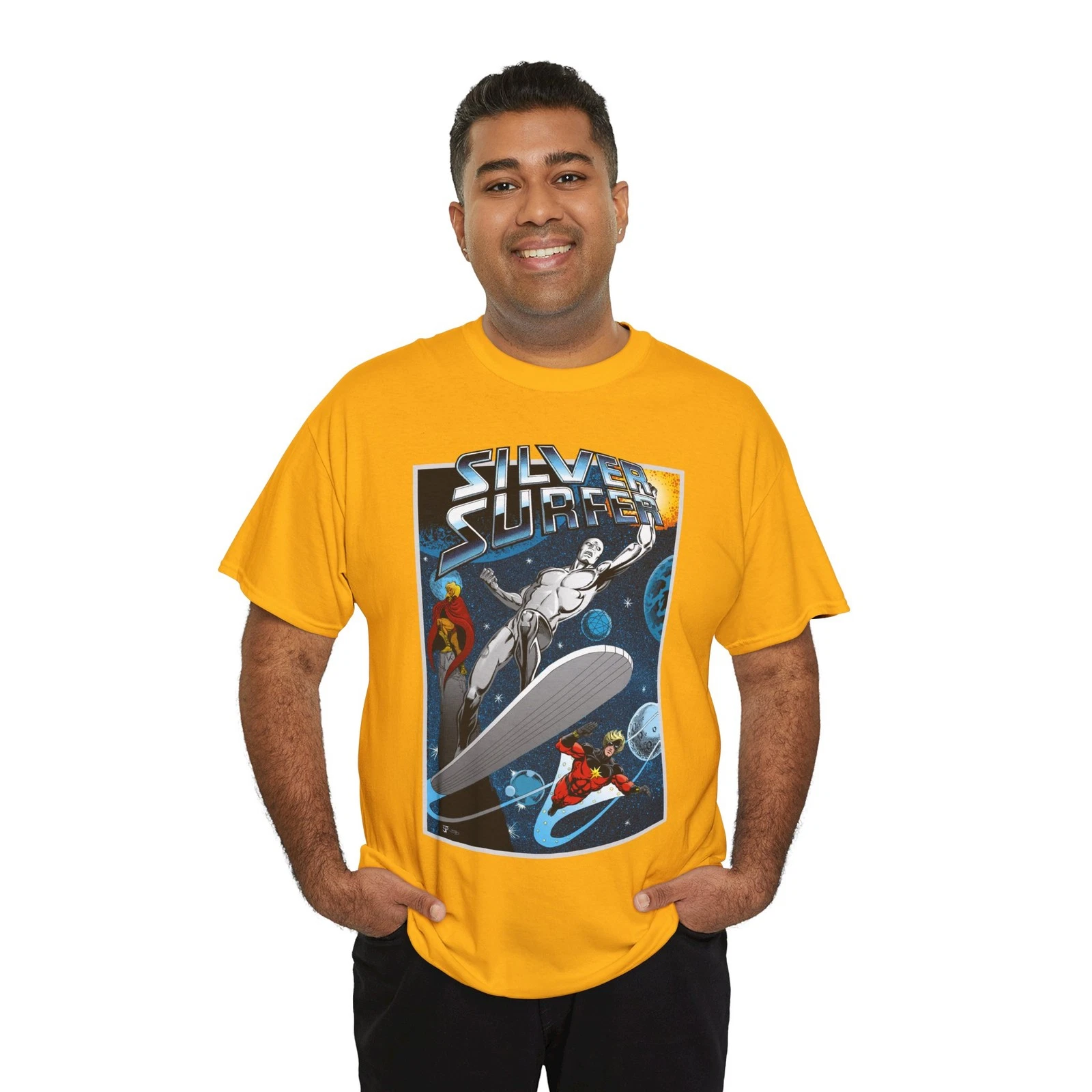 Silver Surfer T-Shirt - Marvel Comics - With Adam Warlock & Captain Marvel
