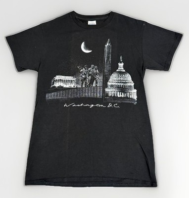 Washington DC Landmarks Moon Graphic Tee Black Delta Pro Weight Size S