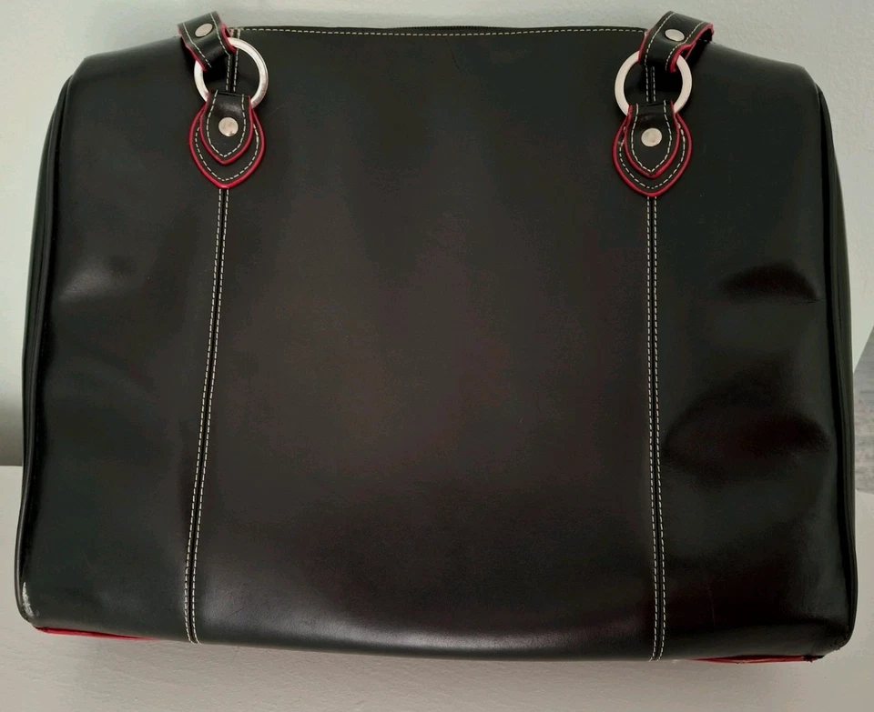 McKlein Glenview 包 公文包 便携式电脑 Blavk 皮革 红色装饰 银色 五金件 — 第 4/4 张图片