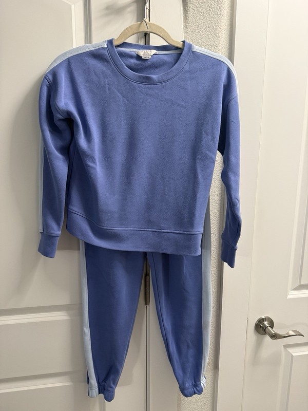 Danskin Two Piece Blue With Light Blue Stripe SweatSuit Girls 14-16