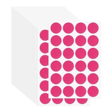 42Pcs 3/4" Colored Dot Stickers Adhesive Coding Label Magenta