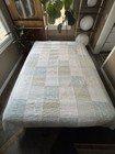 Cannon Queen Bedspread Full 80s Blue Patchwork Coverlet Cotton Print USA — photo 1