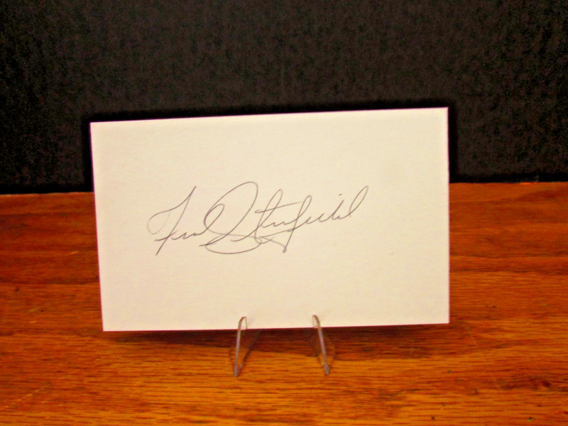FRED STANFIELD { HOCKEY } AUTOGRAPH INDEX CARD , SPORTSWORLD COA