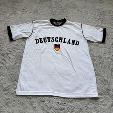 VINTAGE TRIKOT GERMANY NATIONAL FOOTBALL TEAM EMBROIDERED SHIRT WHITE MENS SMALL