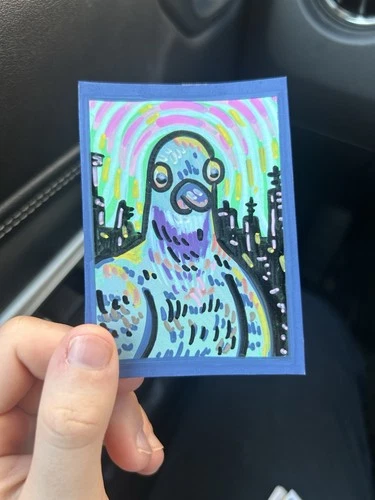 Aceo Art Card Signed Original Illustration 2.5x3.5 Stickfig-78 New Paint