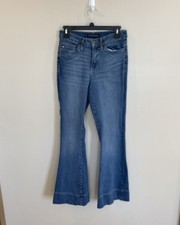 Tommy Hilfiger Lafayette High Rise Flare Jeans Size 2 Medium Wash Logo 90s Y2K