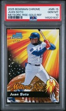 1837 Juan Soto 2025 Bowman Chrome #MR-15 Gold Refractor Meteoric Rise /50 PSA 10