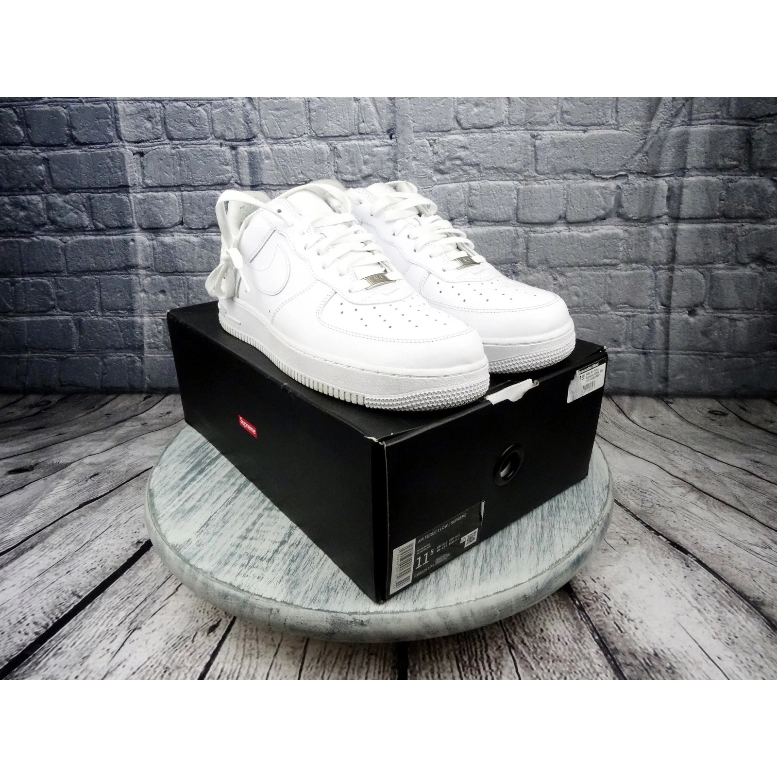 Nike Air Force 1 Low Supreme blanc/blanc homme taille 11,5 occasion boîte d'origine