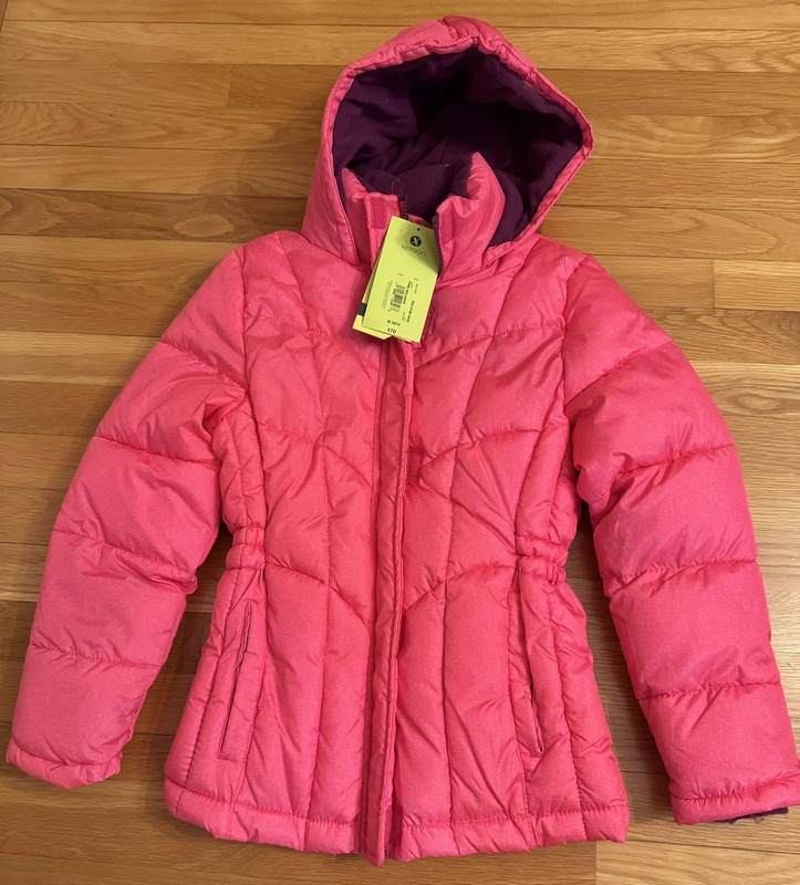 Girls NWT Xersion Pink/Purple Puffer CoatSizeM(10/12) Elastic Waist Water Resist