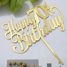 Mirror acrylic Golden Happy 70th Birthday Cake Topper 70