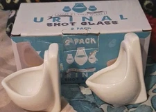 Urinal Shot Glasses Gag Gift Funny Fairly Odd Novelties Set of 2 toilets 1.5 oz 