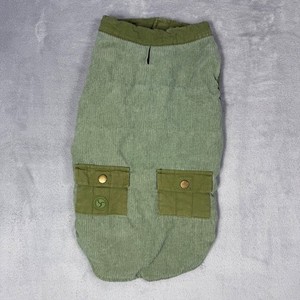 Dog Pet Corduroy Cargo Vest Jacket Khaki Green Size Large