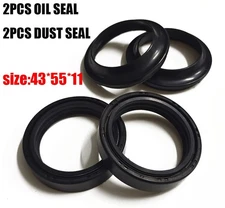 43x55x11 Motorcycle Front Fork Damper Shock 2Pcs Oil Seal & 2Pcs Dust Seal Kits