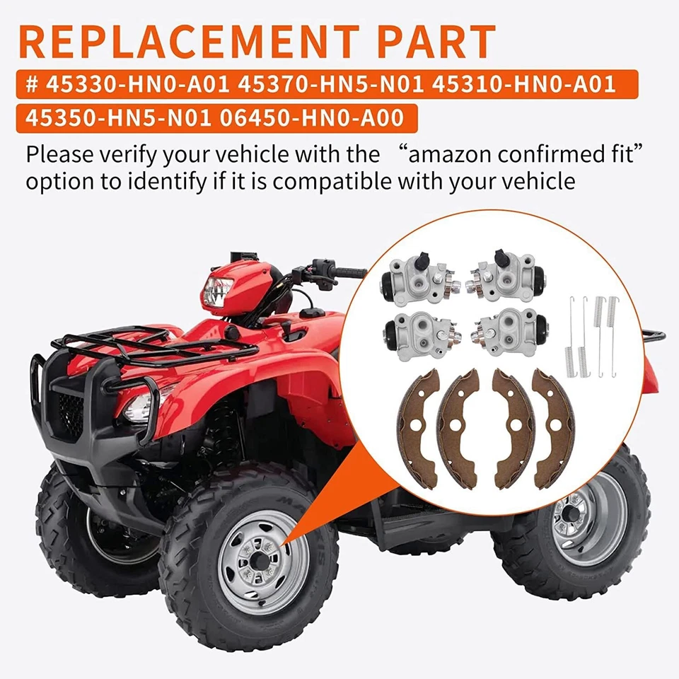 Front Brake Wheel Cylinders W/Shoes All 4 for Honda TRX400FW FourTrax Foreman400 — 第 2/4 张图片