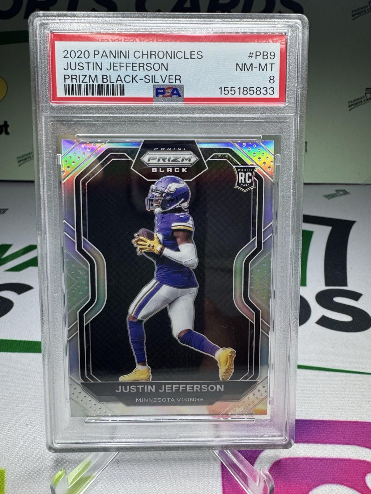 2020 Chronicles Justin Jefferson #PB9Prizm Black Silver Rookie PSA 8 - Vikings