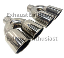 Universal Twin 3.5 Outlet 3 Inlet 10 Long Exhaust Muffler Tips Angle Cut Tip
