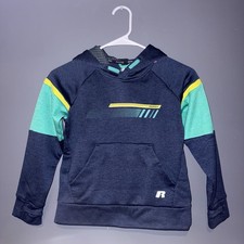 Russell Boys Hoodie M 6 Blue Cove Heather Dri-Power 360 Pullover Sweatshirt