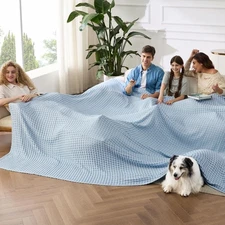 Cooling Cotton Waffle Oversized King Blanket - Lightweight Breathable Rayon Deri