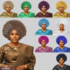 African Wedding Party Hat Layered Braid Hat Head Wrap Women Nigerian Headtie Cap