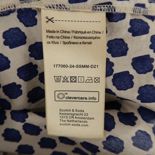 Scotch & Soda Shirt Men Large Blue Beige Geometric Button Up Short Sleeve Casual - Picture 7 of 8
