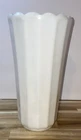Vintage 8.5" tall Milk Glass Vase Planter Ribbed Fluted Art Deco Used